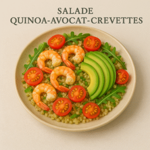 Salade quinoa-avocat-crevettes